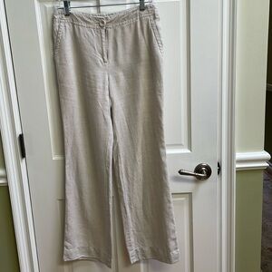 Liz Claiborne Cream linen Flare Pants Size 4P Style  Jackie